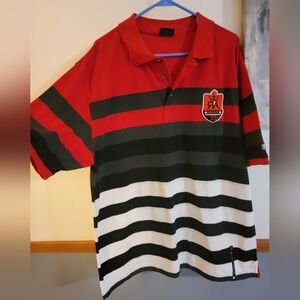 Red Ape Polo Shirt, Red, Black and Whire Stripped,  Cotton Blend, 2 XL